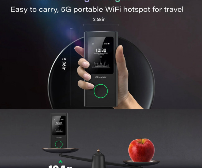 Мобільний WiFi роутер (5G/4G LTE) GlocalMe Numen Air 5G Black NomadsFi